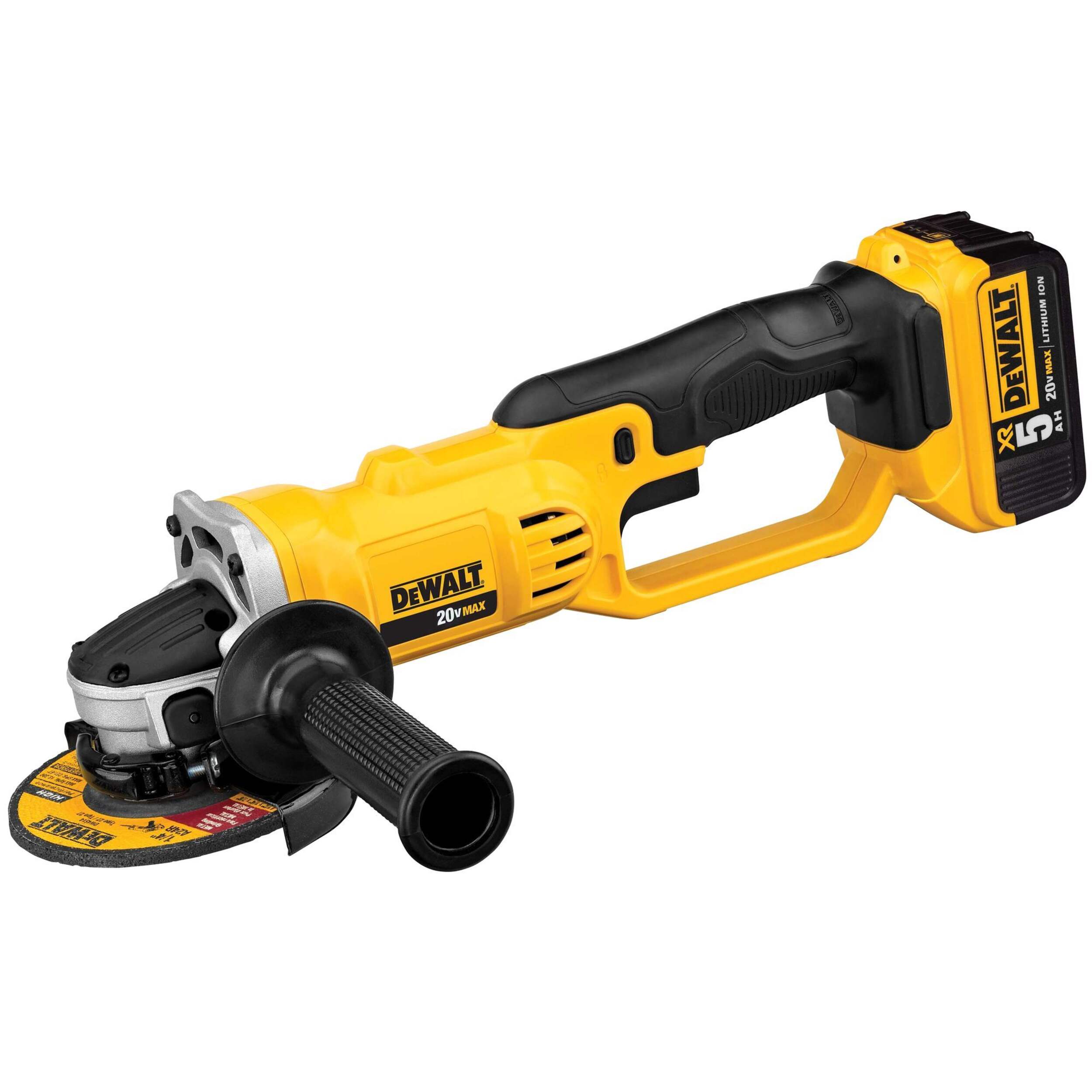 DEWALT DCG412P2 20V MAX 4-1/2-in / 5-in Grinder Kit, 5.0Ah Front_Angled_Left