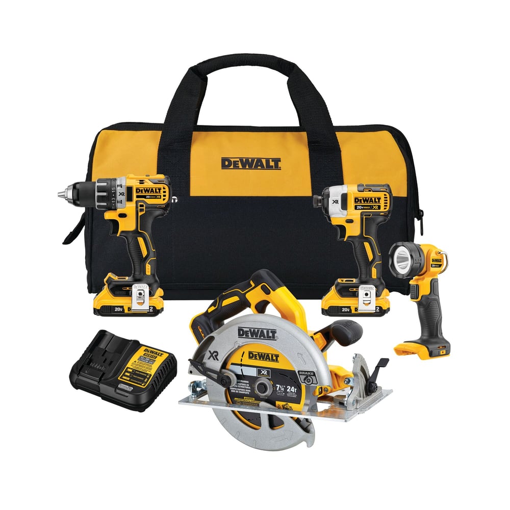 DEWALT DCK483D2 20V MAX XR Brushless Compact 4-Tool Combo Kit, 2.0