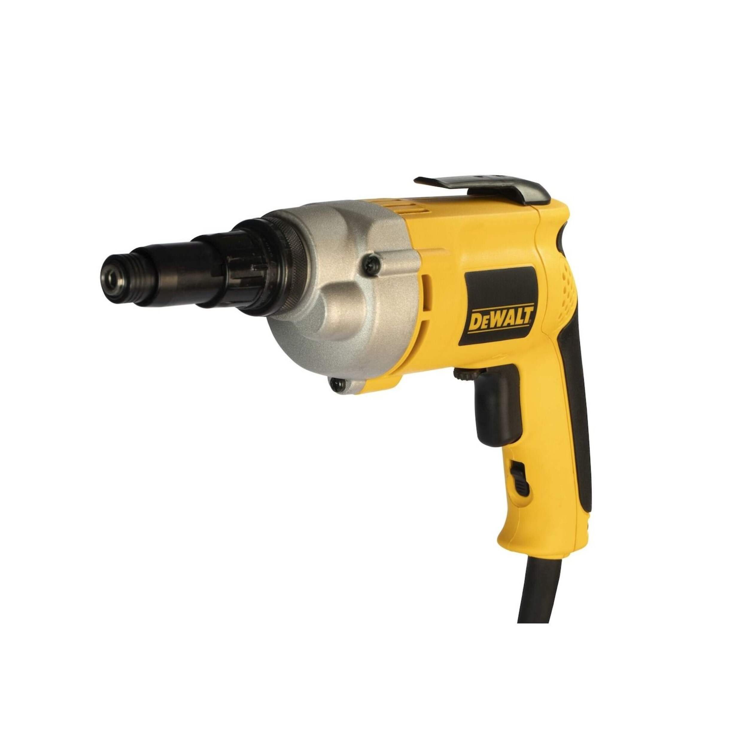 DEWALT DW255 High Speed VSR (Variable Speed Reverse) Drywall Screwgun Front_Three_Fourths_Angled_Left