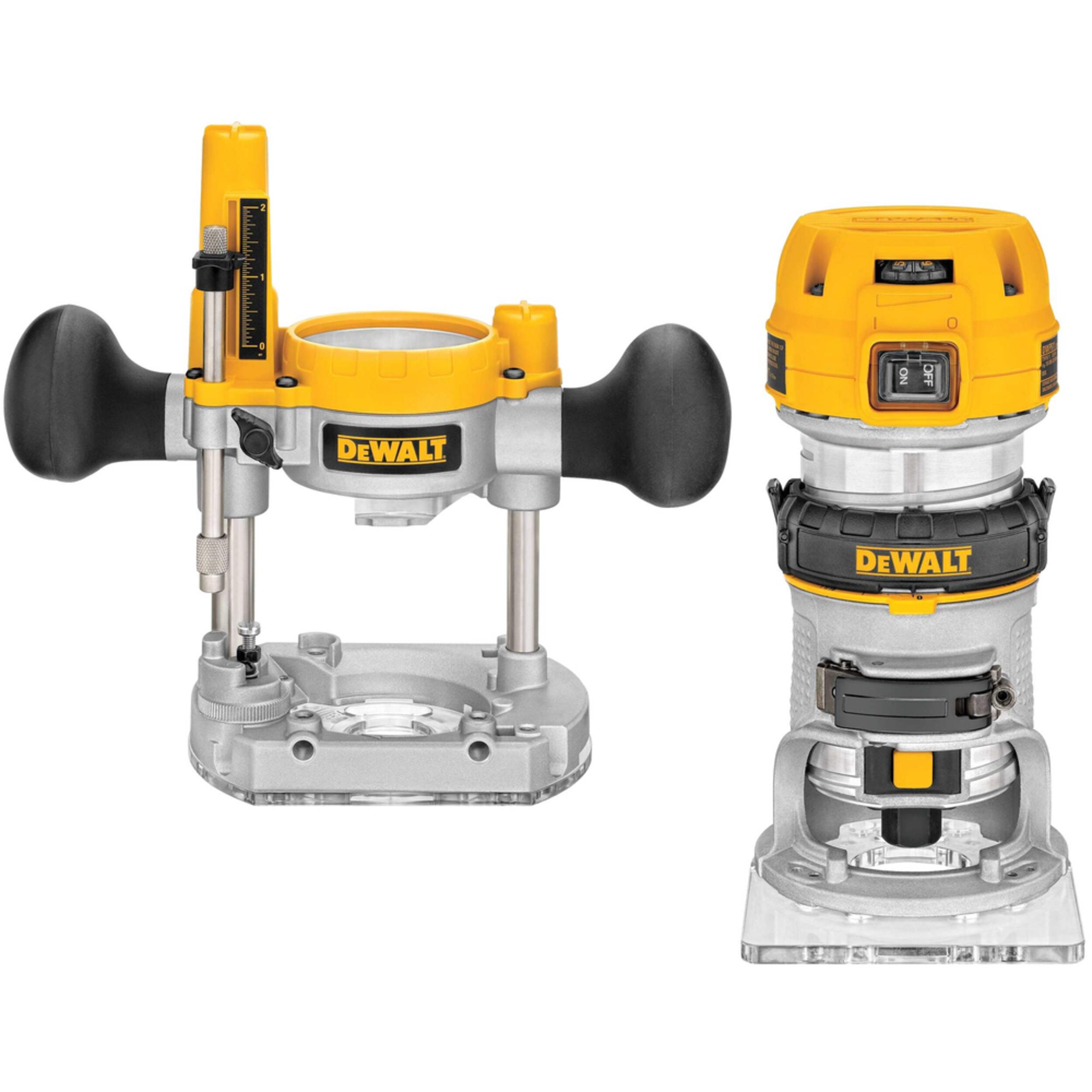 DEWALT DWP611PK 1-1/4 HP (Max Motor HP) Fixed Base and Plunge Compact Router Kit Front_Elevated
