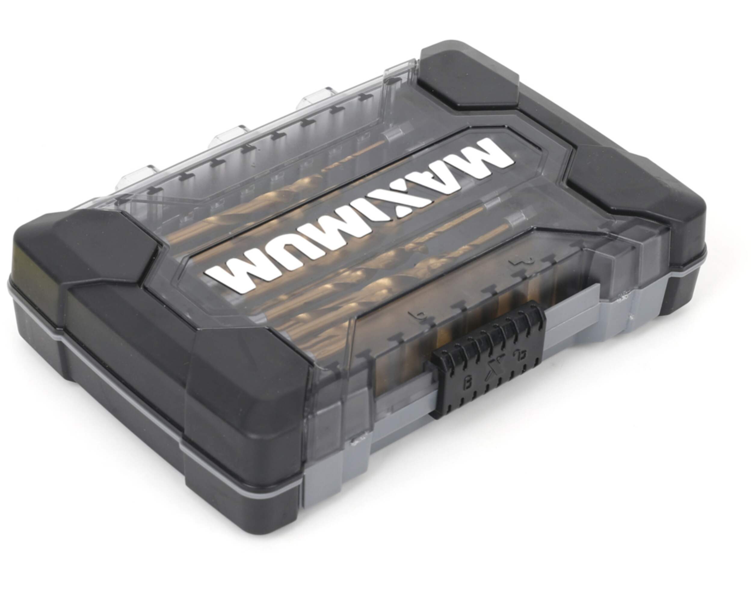 MAXIMUM Precision Point Impact 7-Edge Titanium Drill Bit Set for Wood, Metal, Plastic, 15-pc Front_Angled_Right