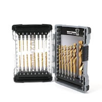MAXIMUM Precision Point Impact 7-Edge Titanium Drill Bit Set for Wood, Metal, Plastic, 23-pc Composite_or_Mixed