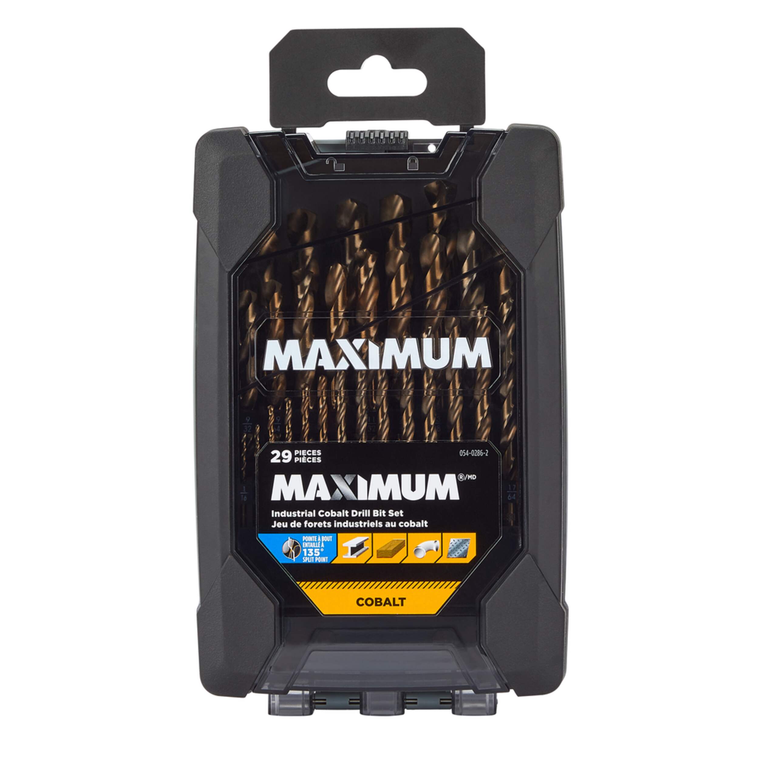 MAXIMUM Industrial Cobalt Drill Bit Set for Wood, Metal, Plastic, 29pc