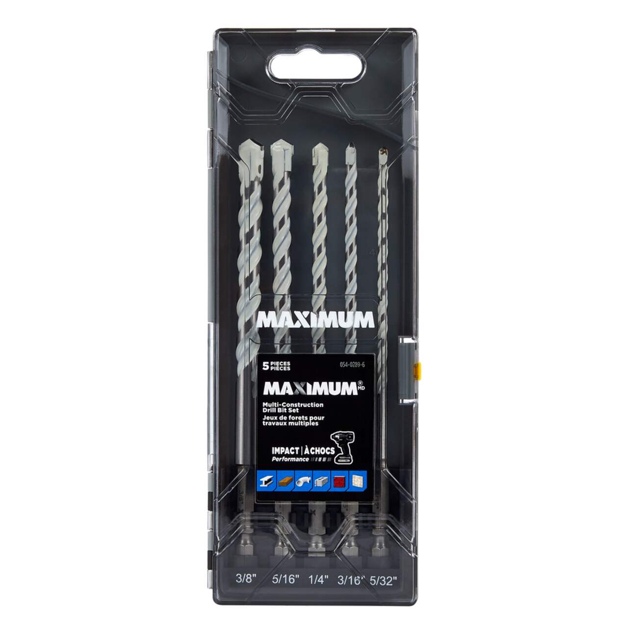 MAXIMUM Multi Construction Carbide Drill Bits Set for Wood Metal Plastic and Masonry 5 pc Canadian Tire