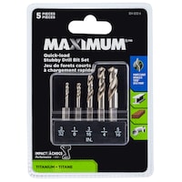 Jeu de forets courts à chargement rapide MAXIMUM au titane, pour bois, métal, plastique, paq. 5 Front_Flat