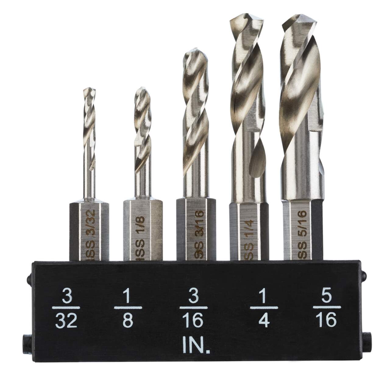 5pcs 1/4 Quick Change Hex Shank Metal Stubby Drill Bits Short Drill Bit  Set HSS M2 for Right-Angle Drill Attachment and Used in Tight Spaces, 3/32