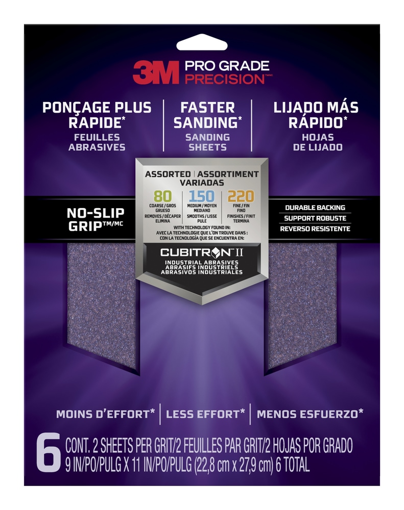 3M Pro Grade Precision Assorted Grit NoSlip Grip Aluminum Oxide Faster