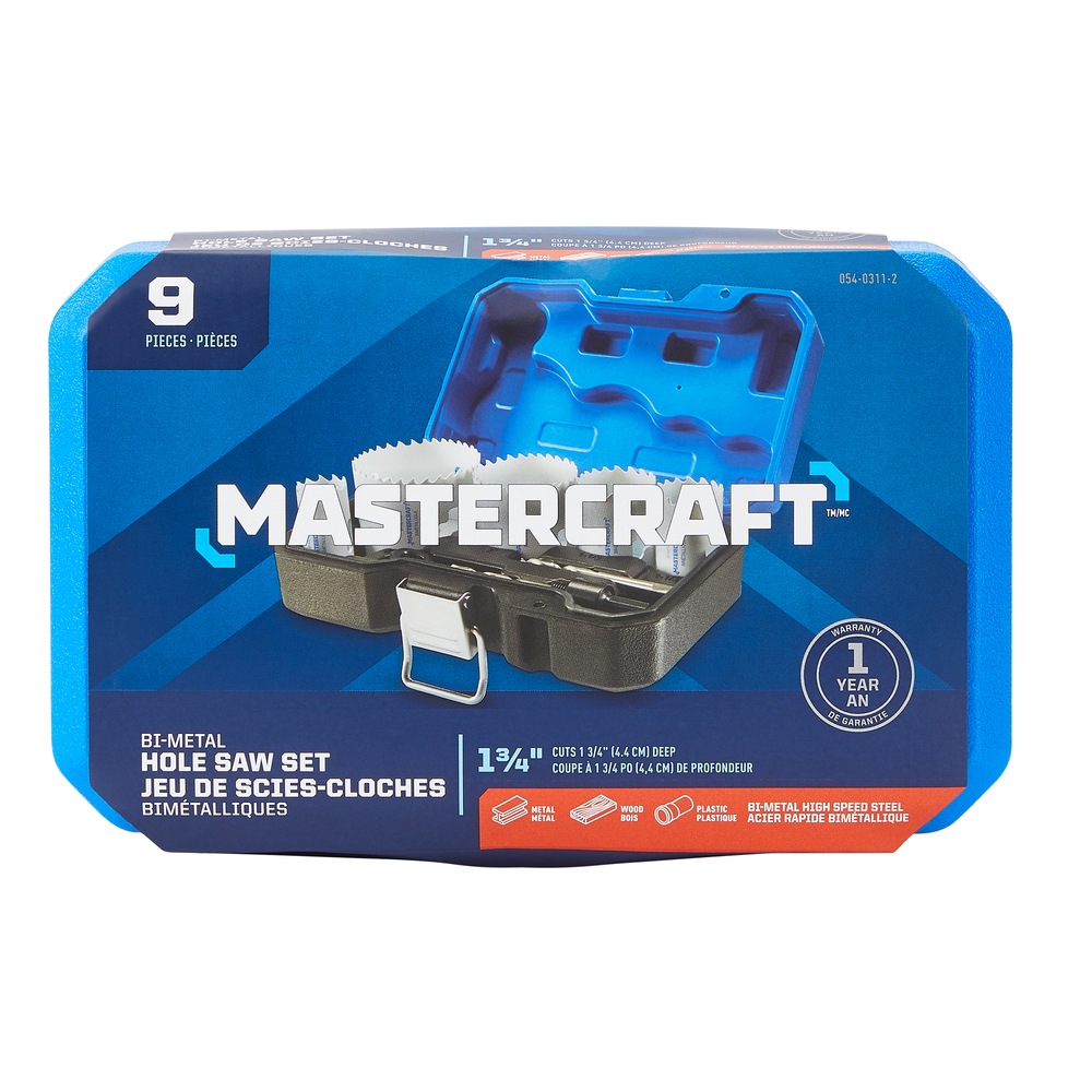 Mastercraft BiMetal Hole Saw Set for Wood, Plastic, Drywall, Metal, 9pc Canadian Tire