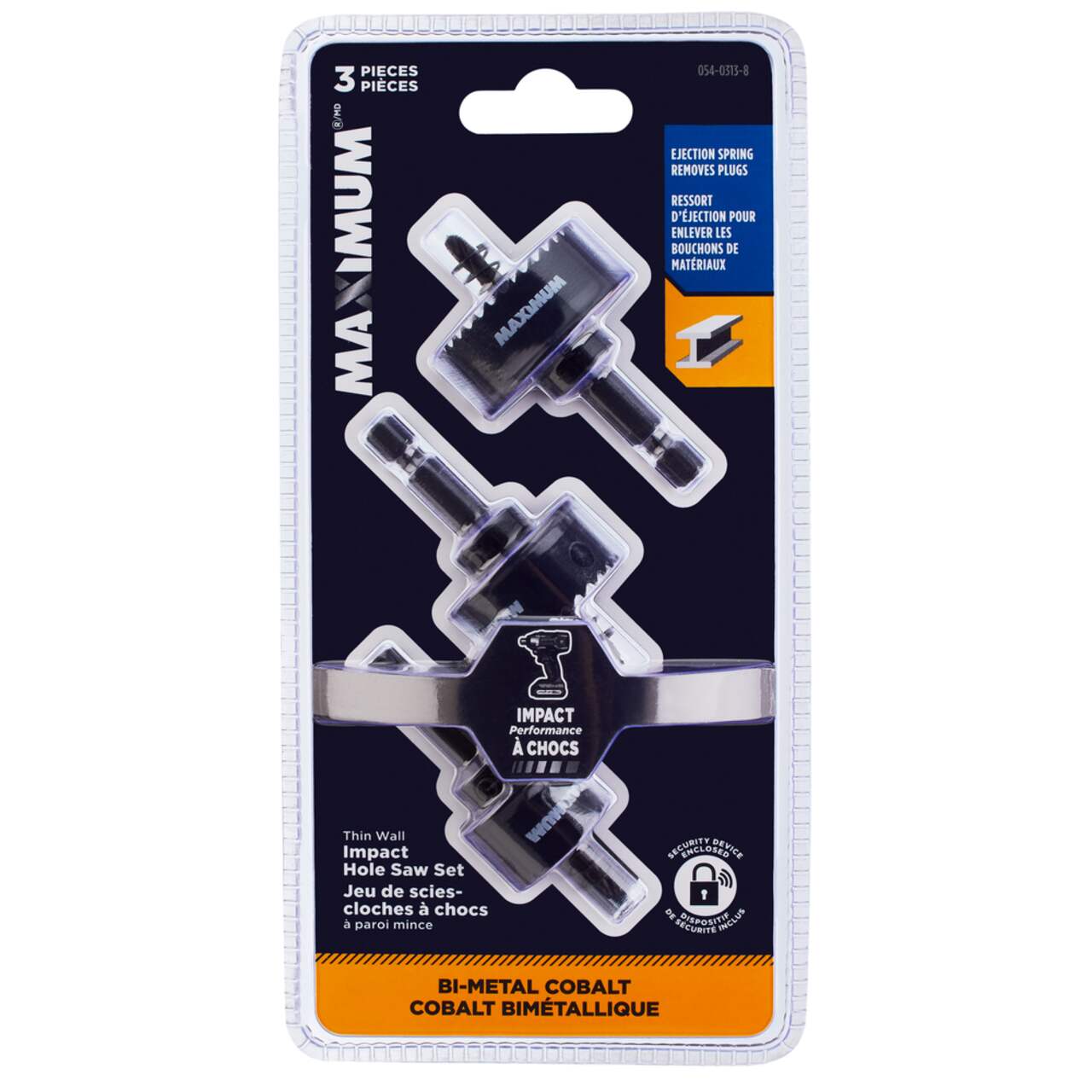 MAXIMUM Thin Wall 8 TPI Impact Hole Saw Set 3 pc