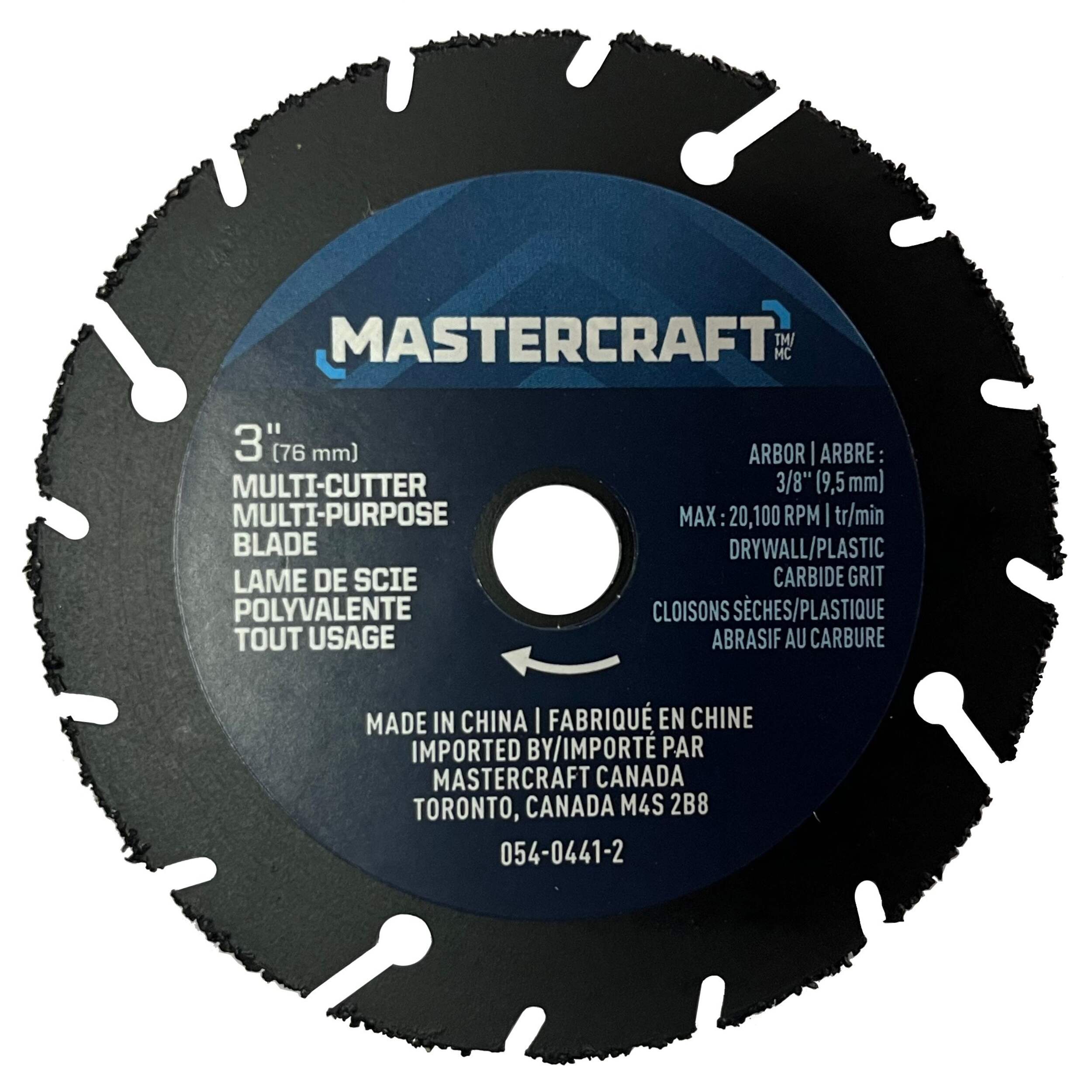 Mastercraft 3-in Multicutter Multipurpose Circular Saw Blade, Carbide Grit Front_Flat