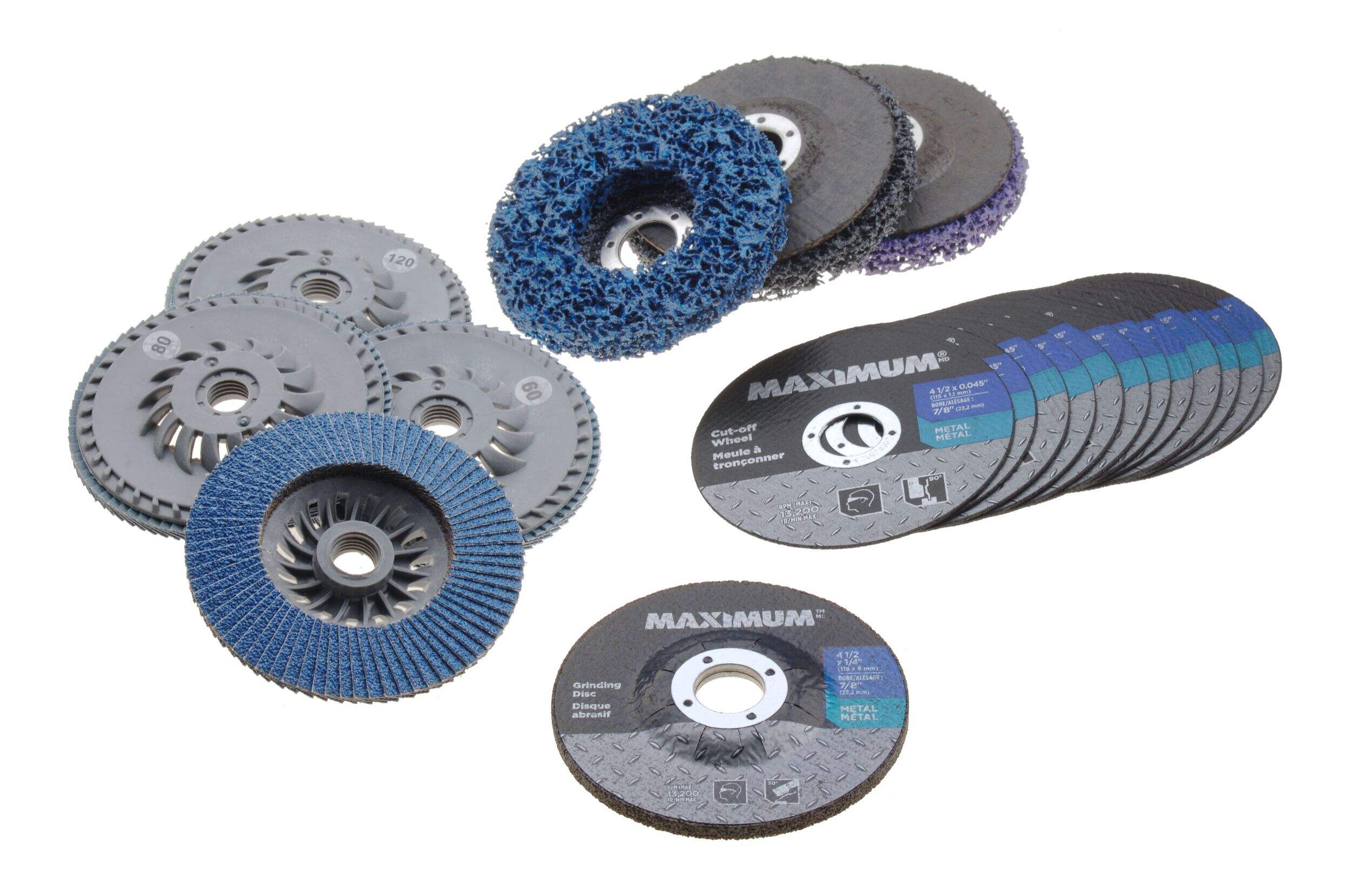 MAXIMUM Assorted Angle Grinder Accessory Set, 4-1/2-in, 20-pc Composite_or_Mixed