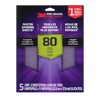 Feuilles de ponçage rapide avec prise antidérapante 3M de qualité Pro Grade, choix de grains, 9 po x 11 po, paq. 5 Front_Flat