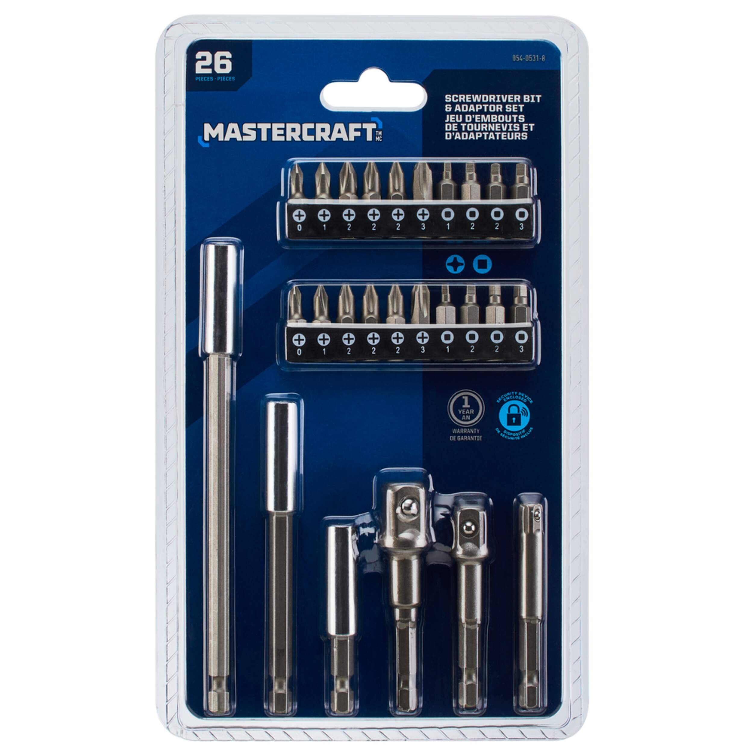 Mastercraft Assorted Adaptor & Drive Bit Set, 26-pc Front_Flat