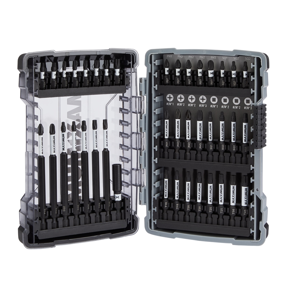 MAXIMUM Impact Ready Carbide Assorted Screwdriver Bit Set, 40-pc Front_Angled_Left