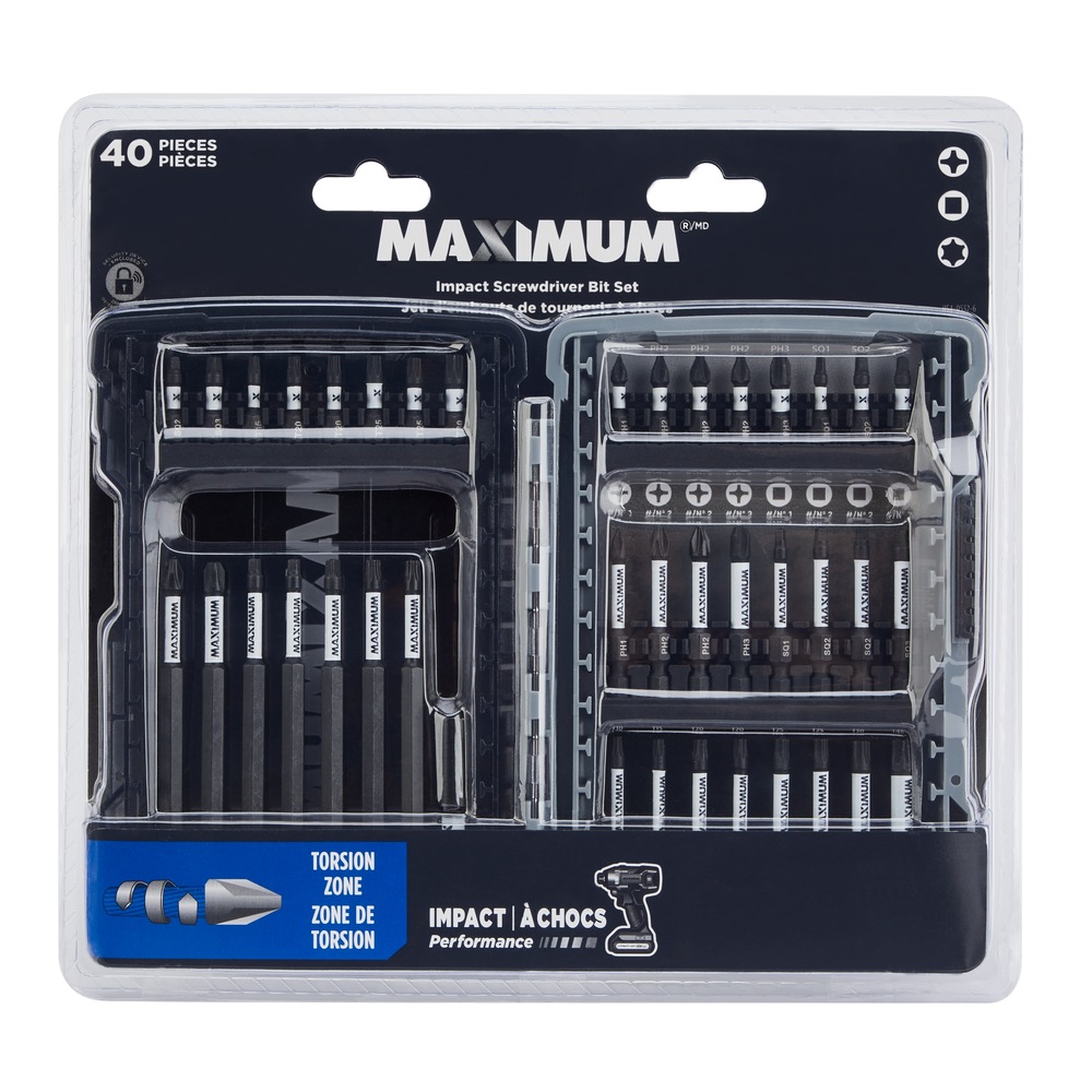 MAXIMUM Impact Ready Carbide Assorted Screwdriver Bit Set , 40