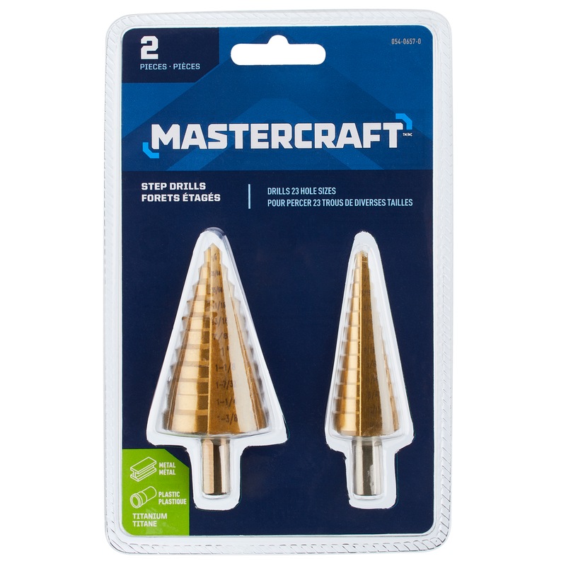 Mastercraft TitaniumNitride Coated Step Drill Set for Metal, Plastic