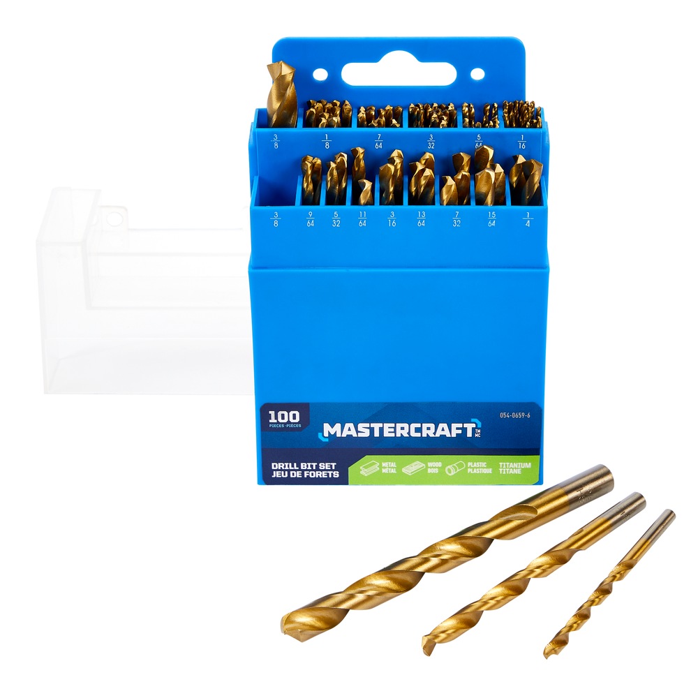 Mastercraft Titanium Drill Bit Set for Wood, Metal, Plastic, 100pc Canadian Tire