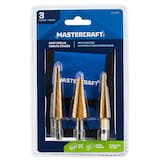Mastercraft Titanium-Nitride Coated Step Drill Bit Set for Metal, Plastic, 3-pc Front_Flat