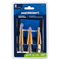 Mastercraft Titanium-Nitride Coated Step Drill Bit Set for Metal, Plastic, 3-pc Front_Flat