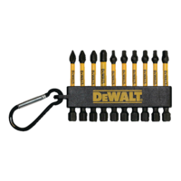 DEWALT DWA2MX2IRCARC Flex Torq Mixed Square/ Phillips Bits with Carabiner Clip Screw Bits Set , 10-pc
