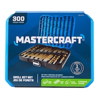 Mastercraft Titanium Drill Bit Set for Wood, Metal, Plastic, 300-pc Front_Flat
