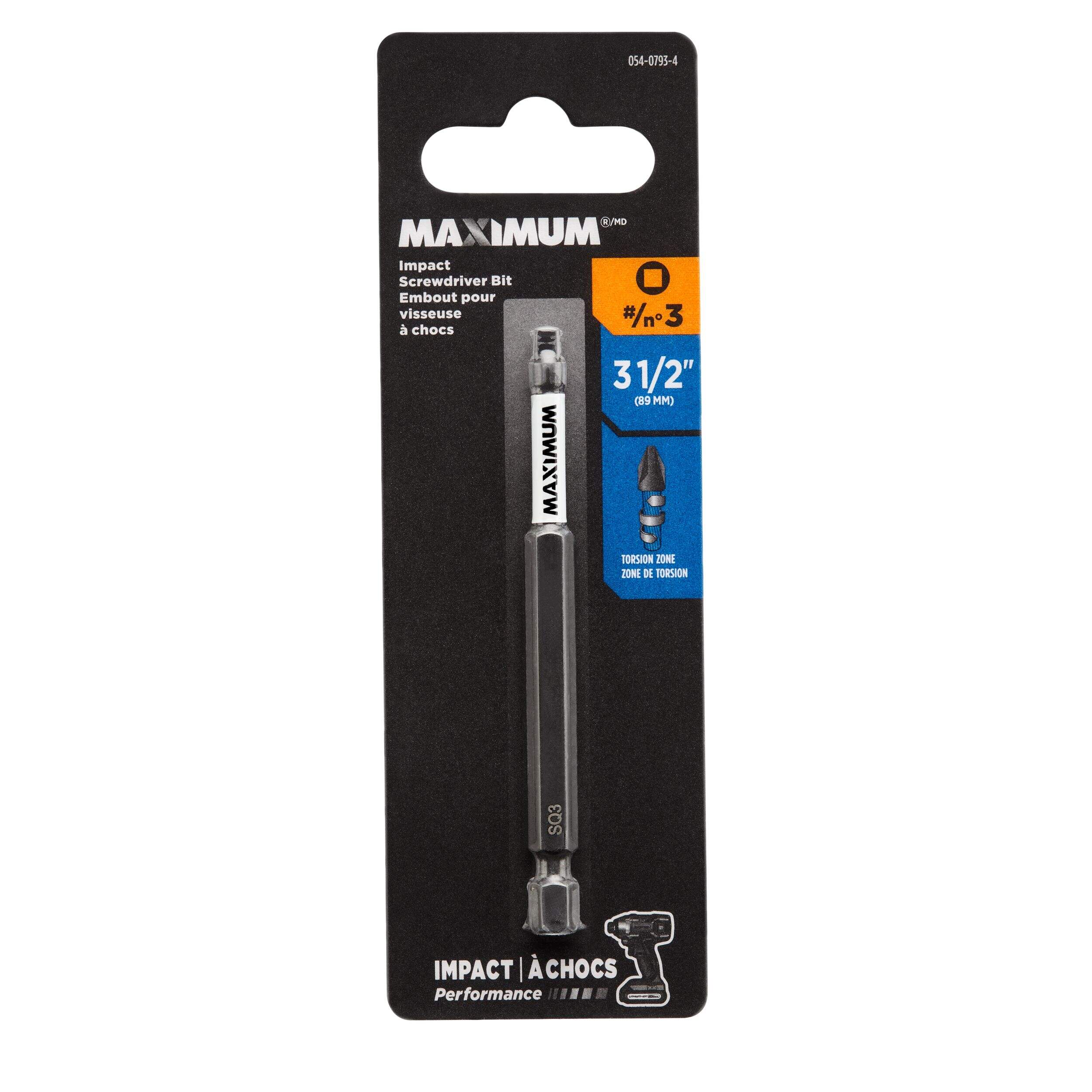 MAXIMUM SQ3 Square Screwdriver Bit, 3-1/2-in, 1-pc Front_Flat