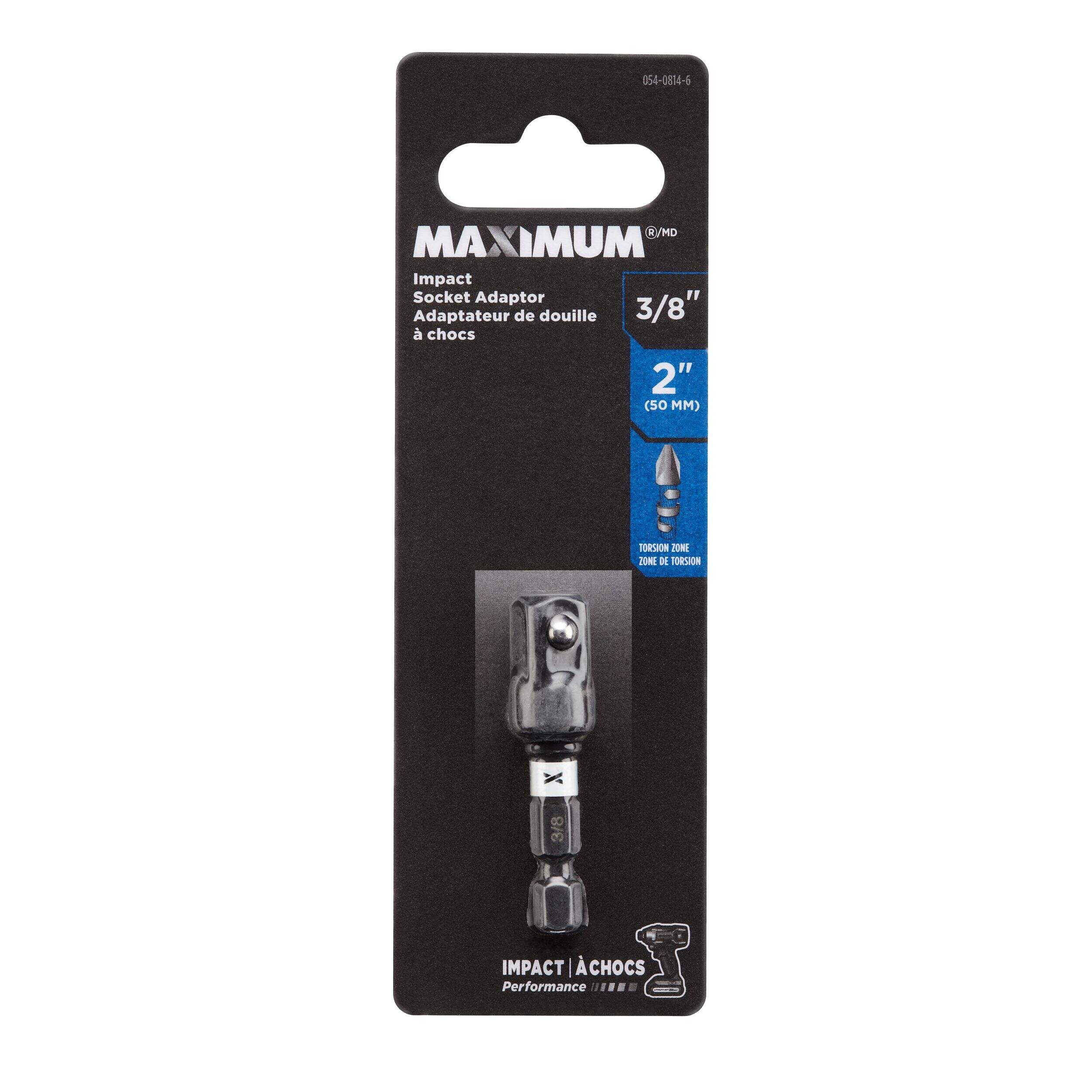 MAXIMUM 2-in Socket Adaptor, 3/8-in Front_Flat