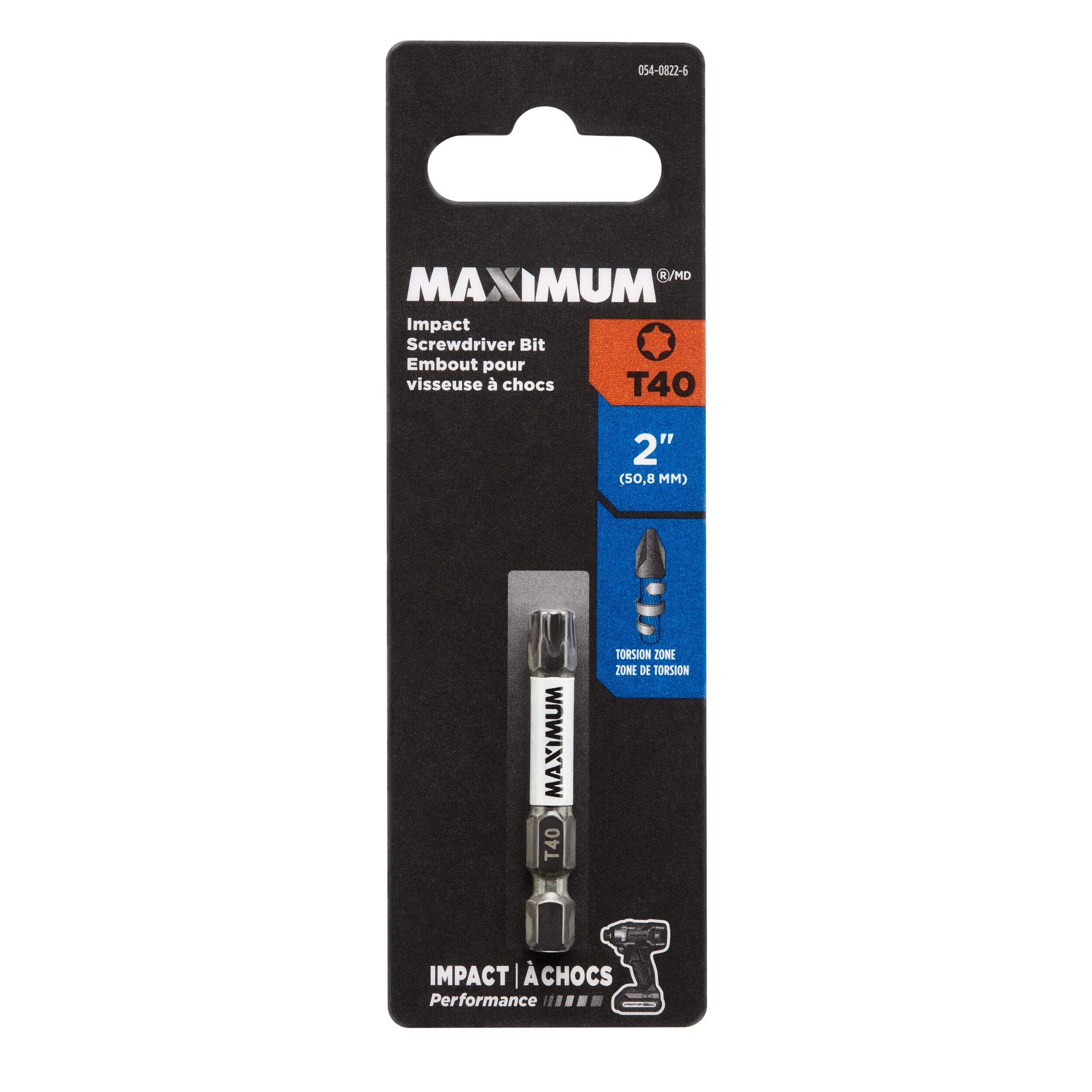 MAXIMUM Torx T40 Screwdriver Bit, 2-in Front_Flat