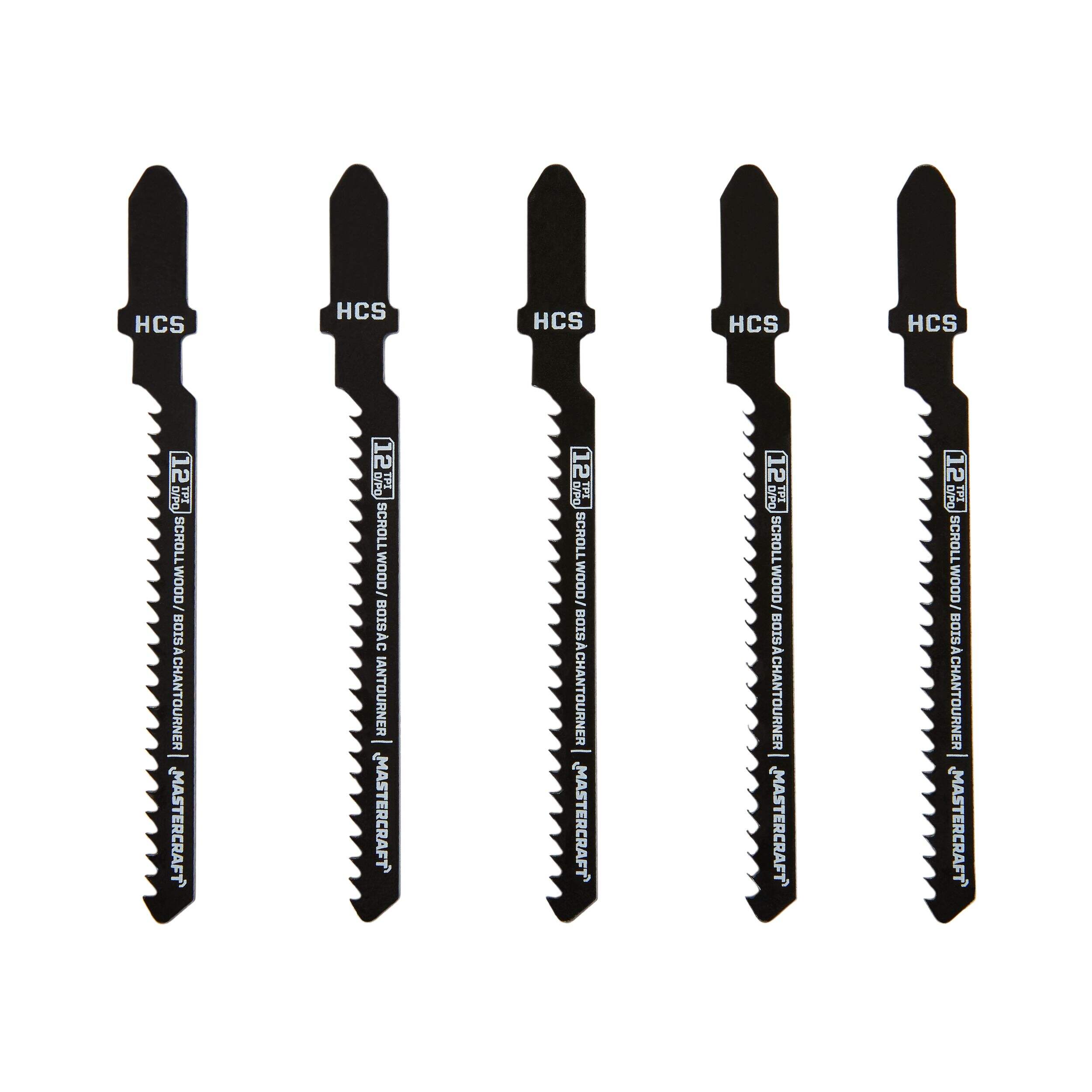 Mastercraft 12 TPI T-Shank HCS Jigsaw Blades for Wood, 5-pk Front_Flat