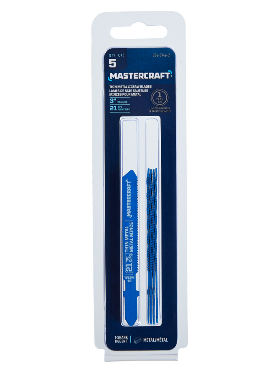 Mastercraft 24 TPI T Shank Bi Metal Jigsaw Blades for Metal 5 pk