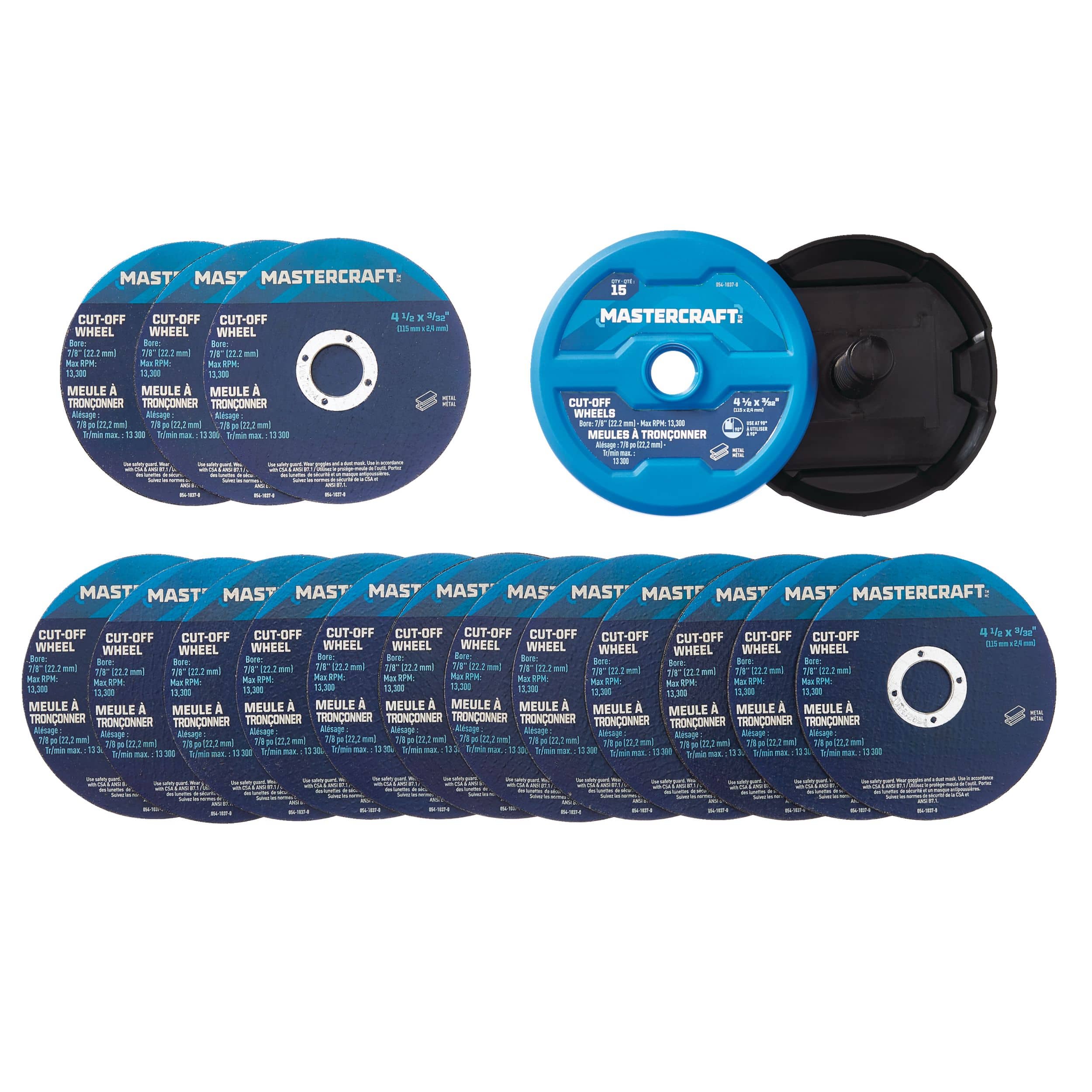 Mastercraft Aluminum Oxide Cut-Off Wheels for Metal, 4-1/2 x 3/32-in, 15-pc