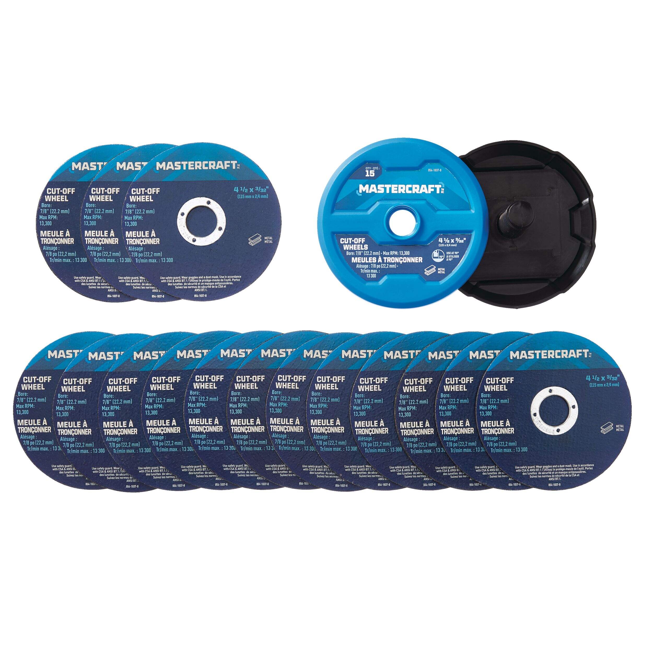 Mastercraft Aluminum Oxide Cut-Off Wheels for Metal, 4-1/2 x 3/32-in, 15-pc Front_Flat
