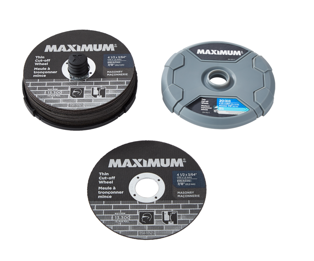 MAXIMUM 41/2in Aluminum Oxide Thin Cut off Wheels for Metal, Masonry