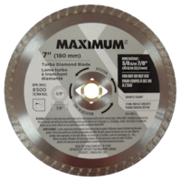 MAXIMUM Turbo Diamond Coated Circular Saw Blade for Concrete, Cement, Stone Overhead_Flat