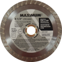 MAXIMUM Turbo Diamond Coated Circular Saw Blade for Concrete, Cement, Stone