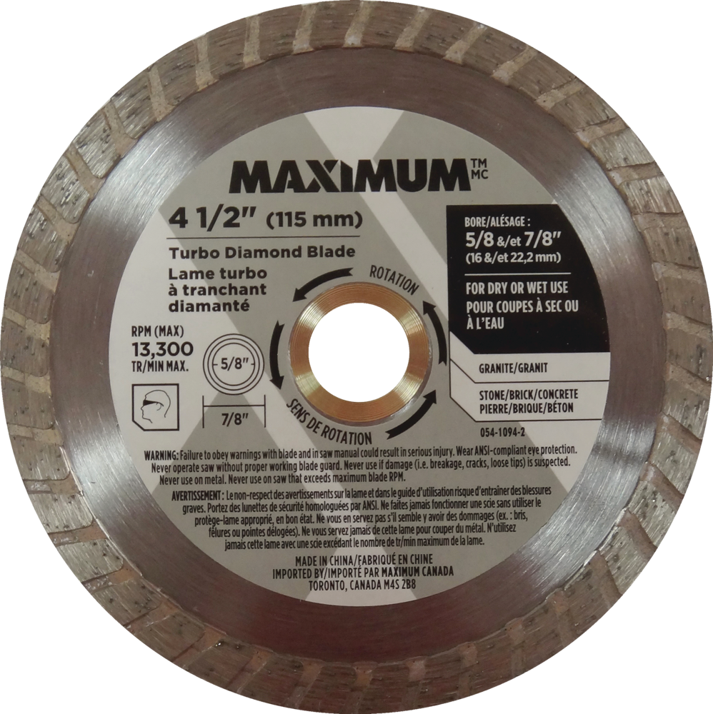 MAXIMUM Turbo Diamond Coated Circular Saw Blade for Concrete, Cement, Stone  Canadian Tire