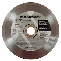MAXIMUM 4-1/2-in Diamond Circular Saw Blade for Porcelain, Marble, Slate, Ceramic Overhead_Flat