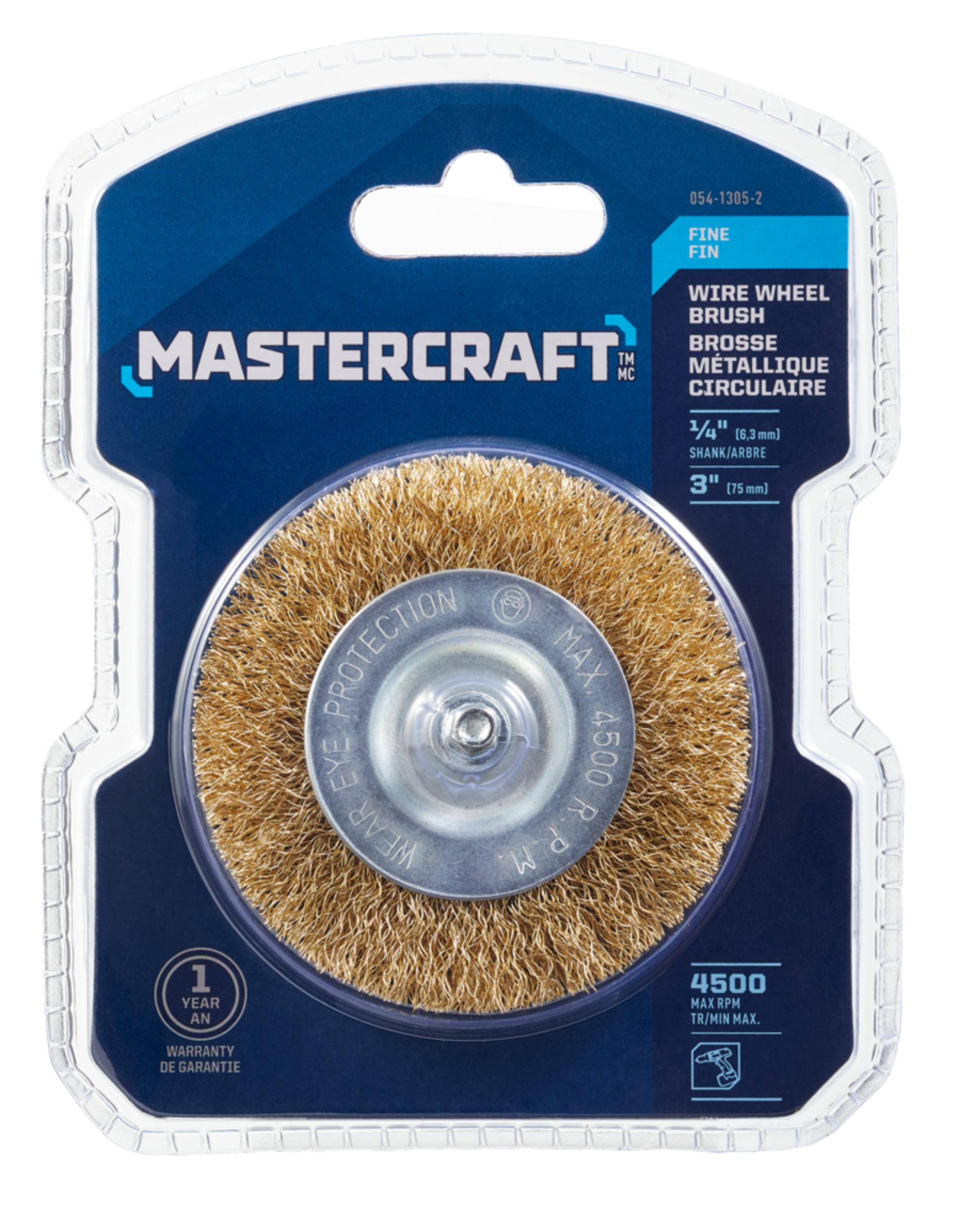 Brosse à fils métalliques circulaire et plate Mastercraft, fin, 3 po Front_Flat