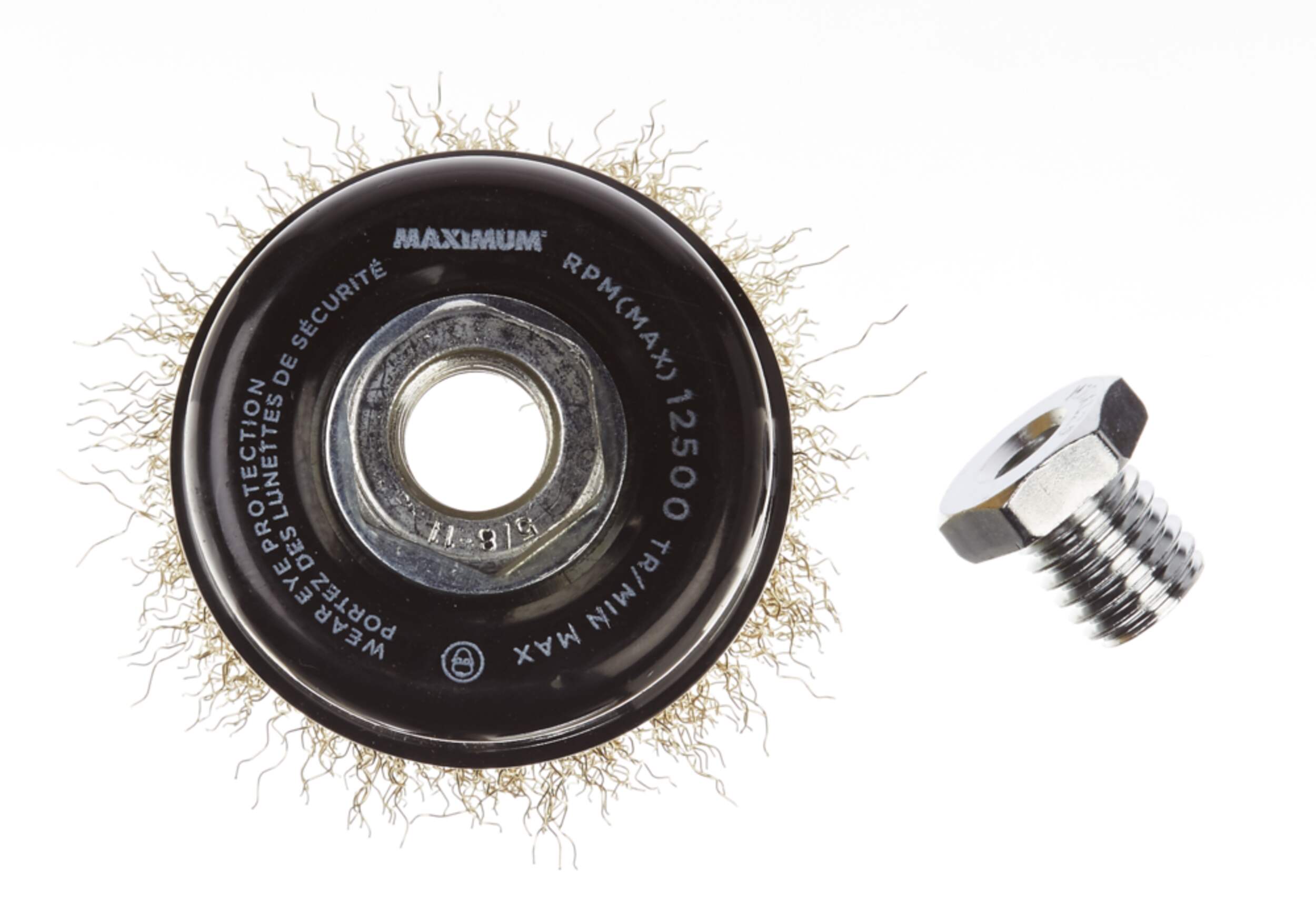 MAXIMUM 3-in Industrial Crimped Cup Brush 5/8"-11 or M10 Arbor Composite_or_Mixed