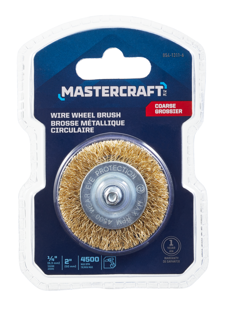 Mastercraft Flat Wire Wheel Brush 1/4in Arbor, for Wood, Metal, Dry