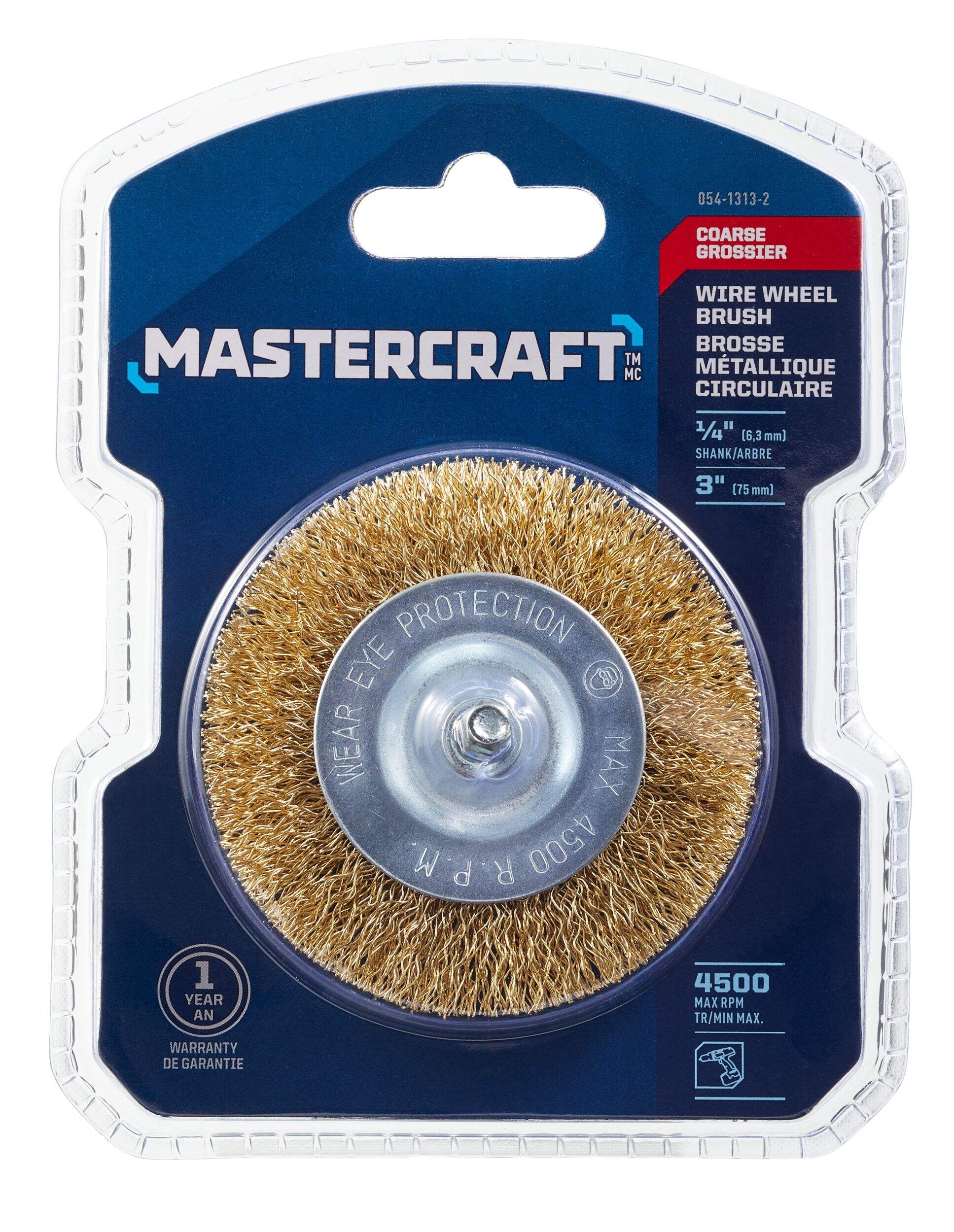 Mastercraft Flat Wire Wheel Brush, Coarse, 3-in Front_Flat