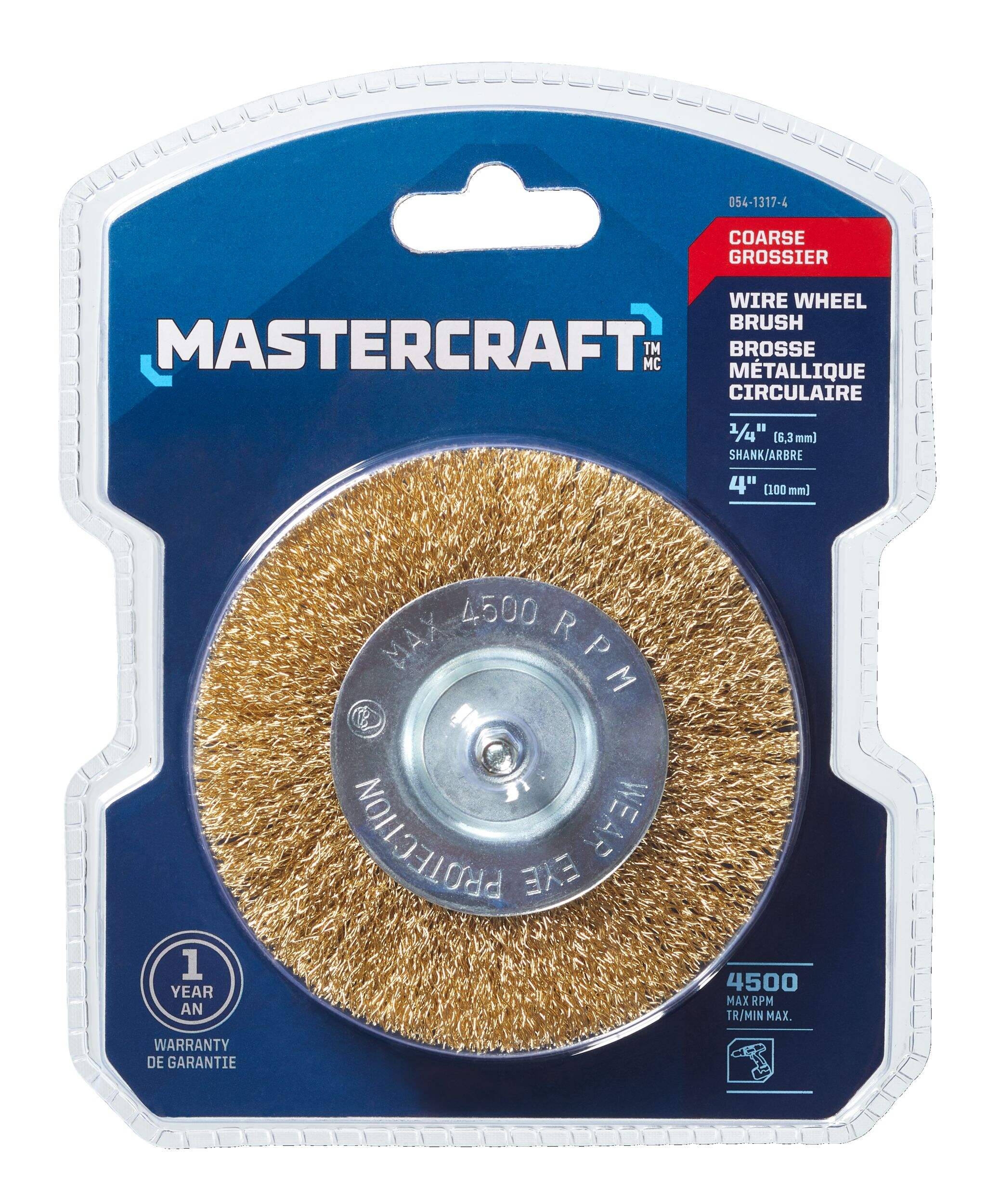 Mastercraft Flat Wire Wheel Brush, Coarse, 4-in Front_Flat