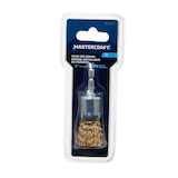 Mastercraft 1-in Fine Crimped Brass Wire End Brush with 1/4-in Arbor, for Wood, Metal & Plastic, Dry Use Front_Flat