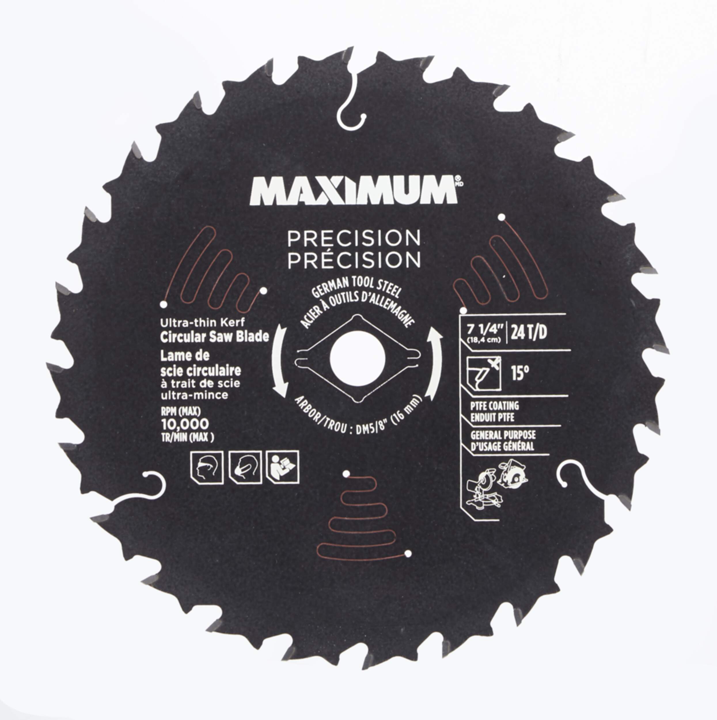 MAXIMUM 7-1/4-in 24T Steel Circular Saw Blade for Wood Front_Flat