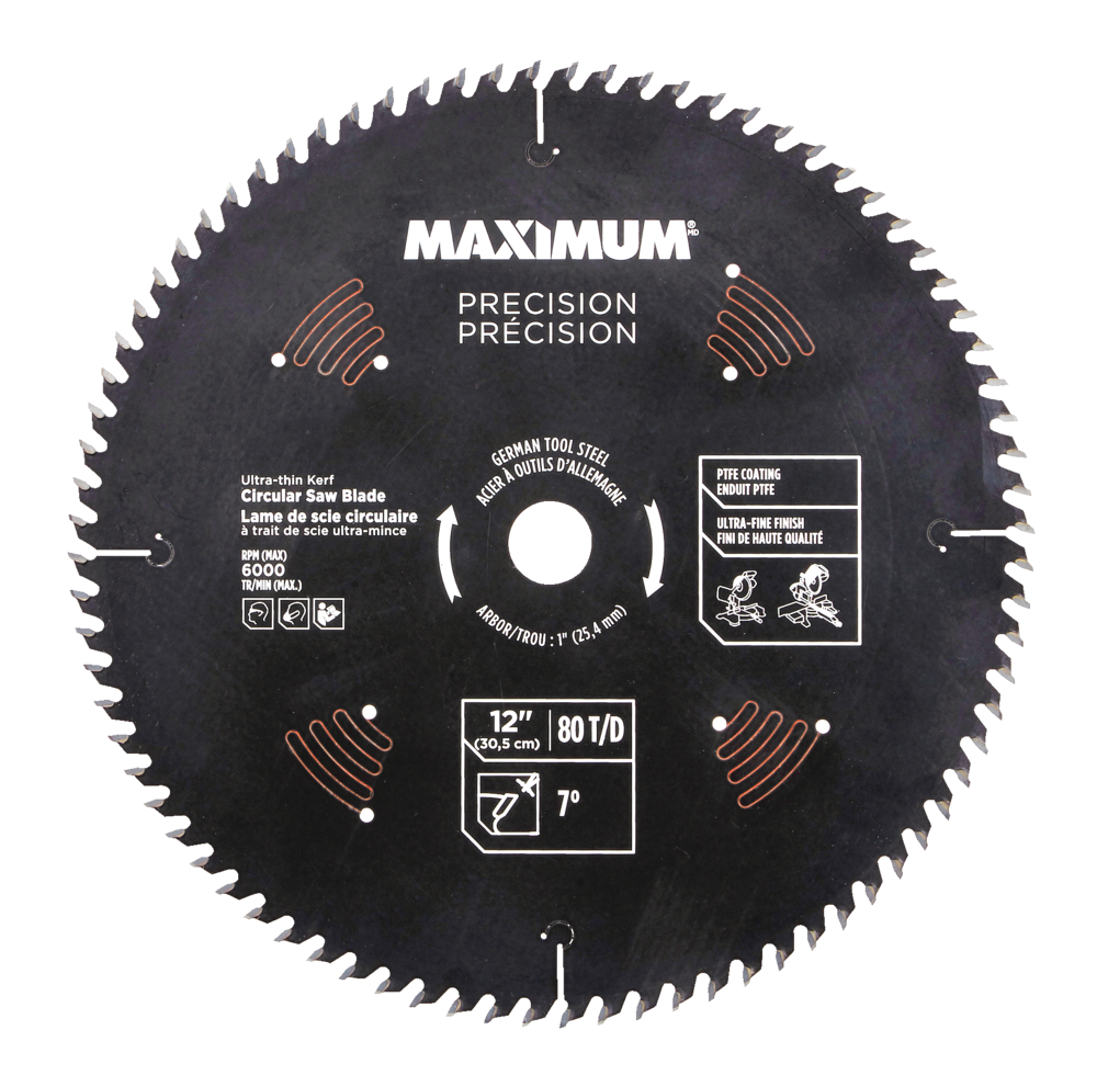 MAXIMUM 12in 80T Steel Fine/Crosscut Circular Saw Blade for Wood