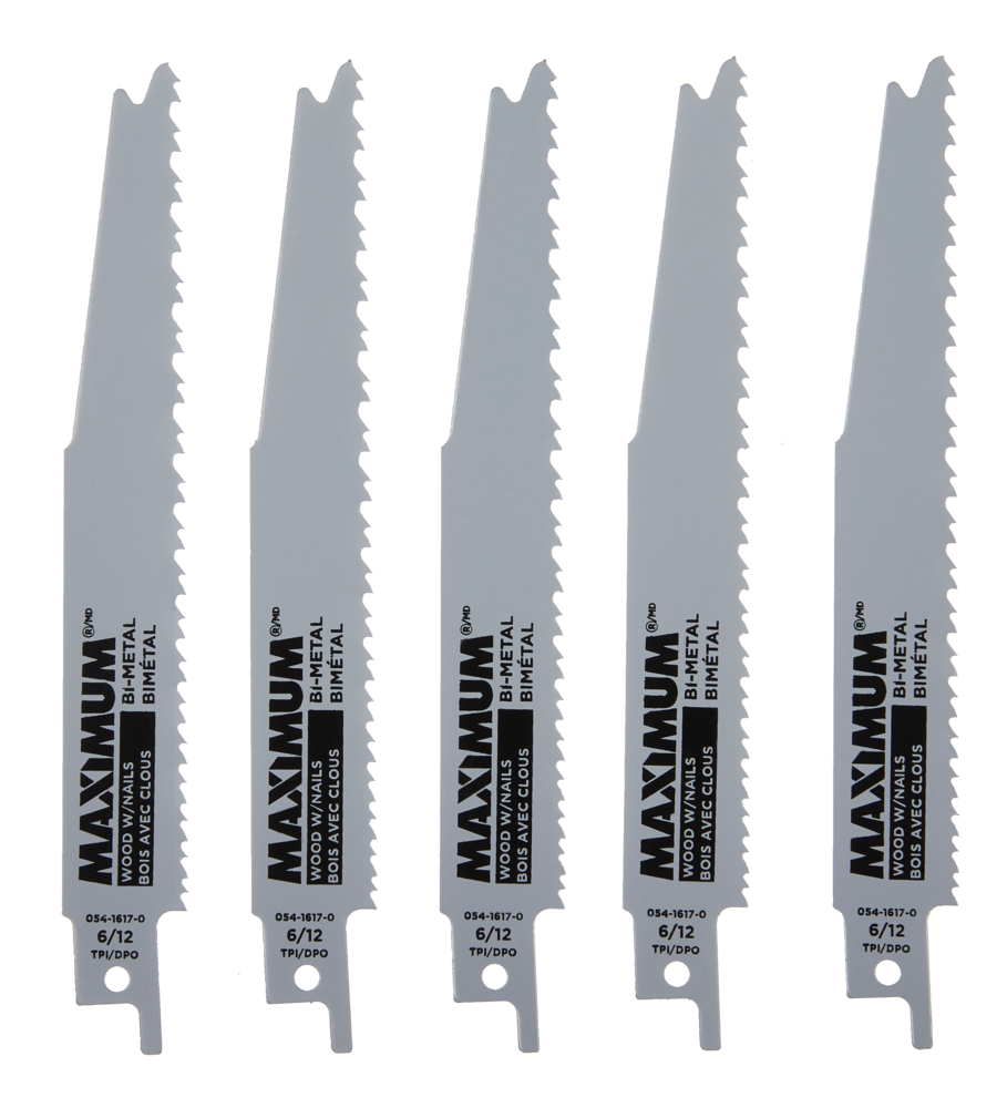 MAXIMUM 6-in 6/12T Bi-Metal Reciprocating Saw Blades with Reusable Case,  for Wood with Nails, 5-pk | Canadian Tire