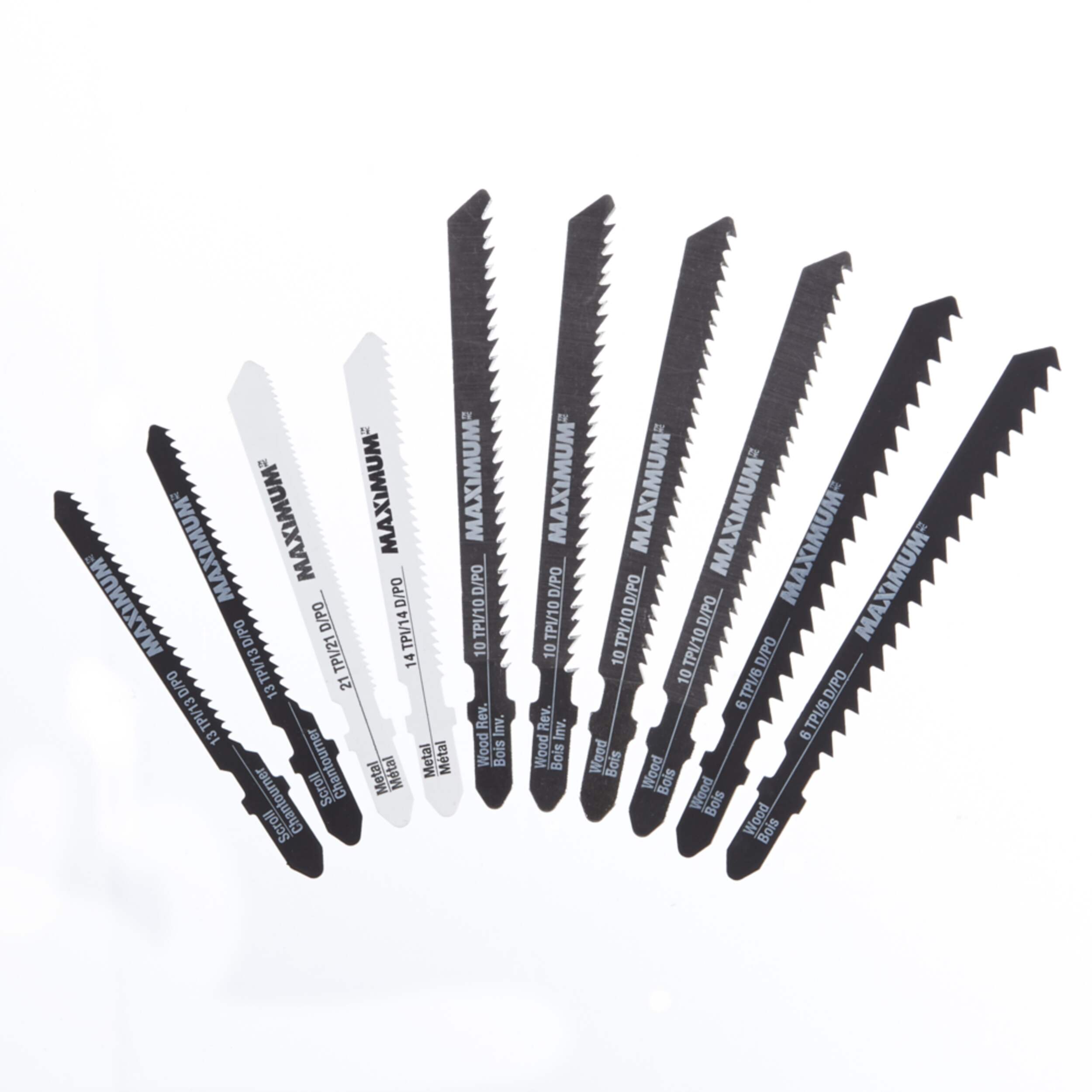 MAXIMUM Cryogenic Jigsaw Blade Set for Wood/Metal, 10-pc Overhead_Flat