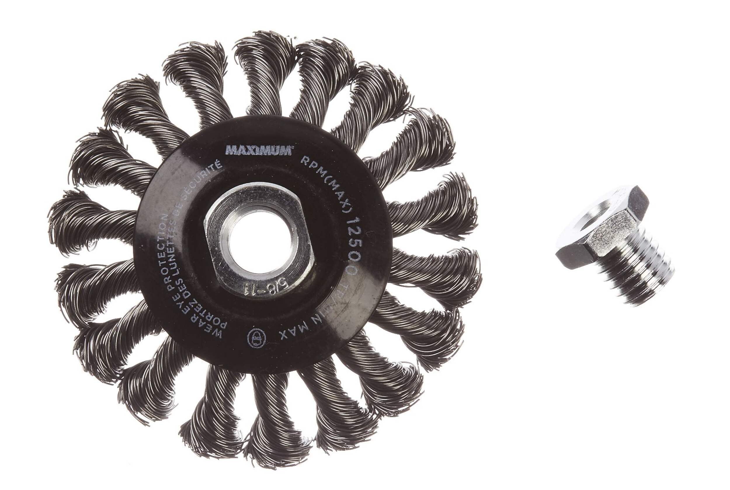 MAXIMUM 3-in Carbon Steel Knot Wire Wheel Brush, 5/8-in Arbor Composite_or_Mixed