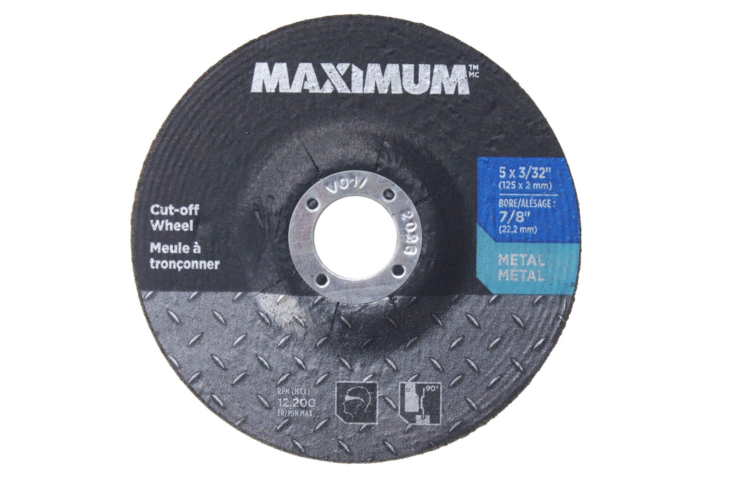 Meule à tronçonner MAXIMUM en oxyde d'aluminium, type 27, pour métal, 5 po x 3/32 po Front_Flat