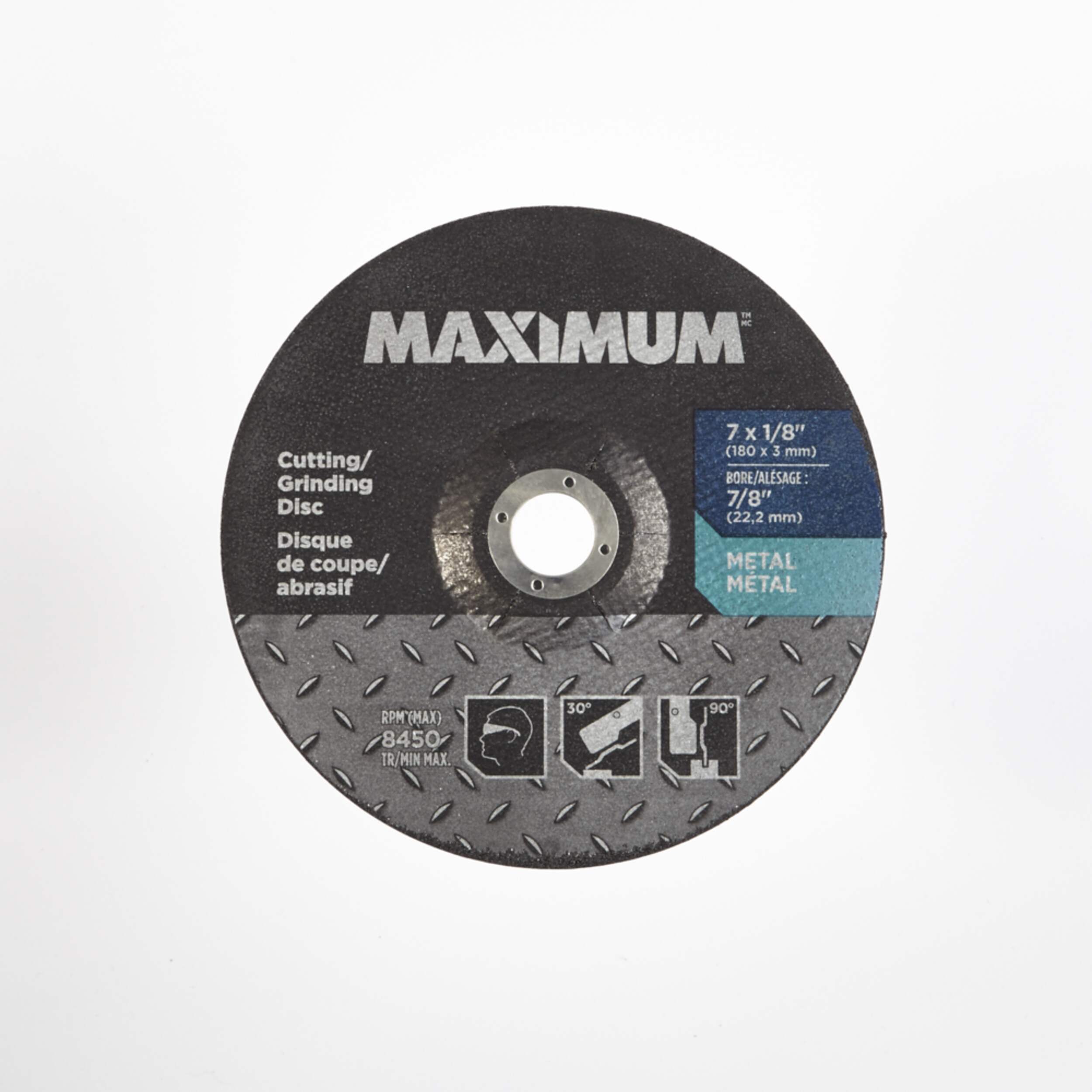 MAXIMUM 7-in x 1/8-in Type 27 Aluminum Oxide Cutting/Grinding Wheel for Metal/Steel Front_Flat